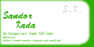 sandor kada business card